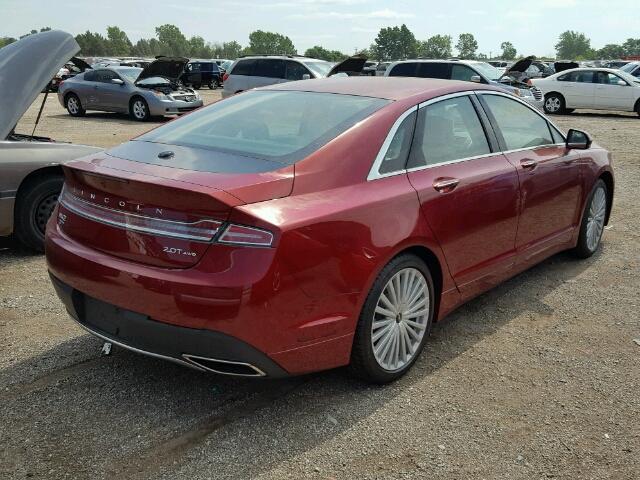 3LN6L5F90HR636395 - 2017 LINCOLN MKZ RESERV BURGUNDY photo 4