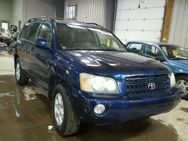 JTEHF21A510034047 - 2001 TOYOTA HIGHLANDER BLUE photo 1