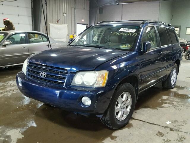 JTEHF21A510034047 - 2001 TOYOTA HIGHLANDER BLUE photo 2