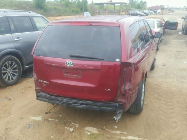 KNDMB233966052598 - 2006 KIA SEDONA EX RED photo 4