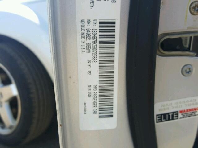 1B3HB78K58D725692 - 2008 DODGE CALIBER R/ SILVER photo 10