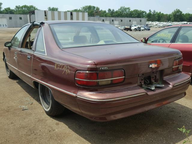 1G1BL53E5NW150395 - 1992 CHEVROLET CAPRICE MAROON photo 3