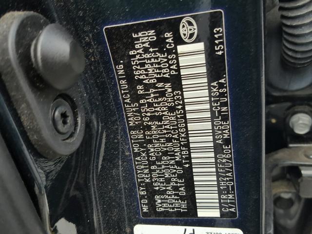 4T1BF1FK6GU154233 - 2016 TOYOTA CAMRY LE Blau Foto 10