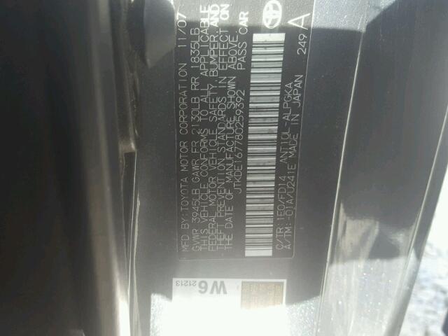 JTKDE167780259392 - 2008 TOYOTA SCION TC 灰色 照片 10