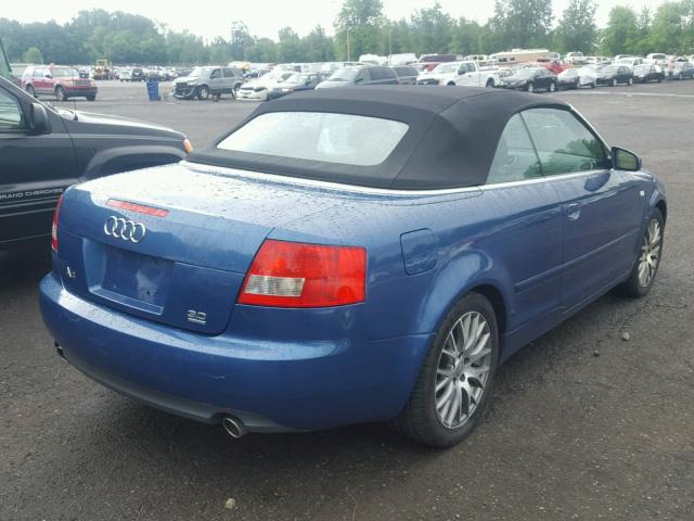 WAUDT48H04K011257 - 2004 AUDI A4 QUATTRO BLUE photo 4