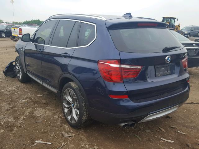 5UXWX7C52H0S19915 - 2017 BMW X3 XDRIVE3 BLUE photo 3