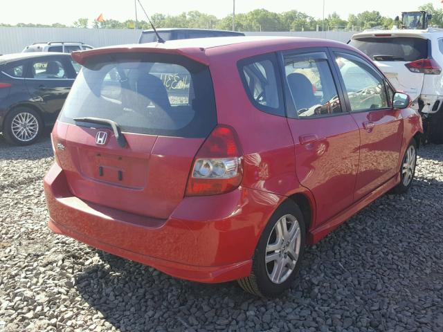 JHMGD38677S028954 - 2007 HONDA FIT S RED photo 4