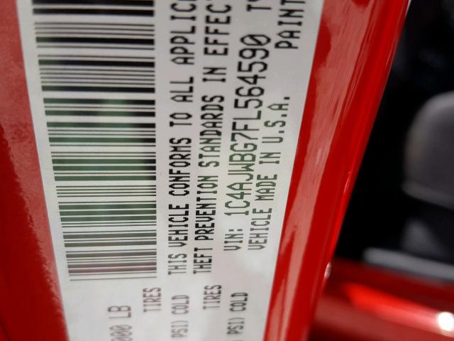 1C4AJWBG7FL564590 - 2015 JEEP WRANGLER S RED photo 10