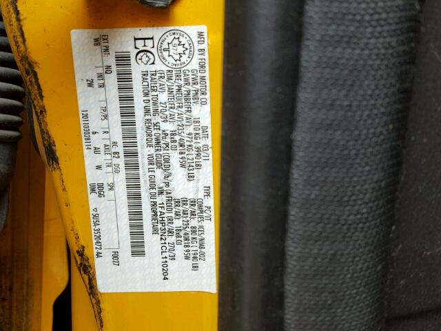 1FAHP3N21CL110204 - 2012 FORD FOCUS TITA YELLOW photo 10