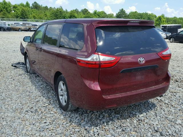 5TDZK3DC2FS608986 - 2015 TOYOTA SIENNA BAS BURGUNDY photo 3