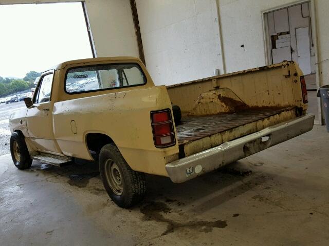 1B7FD14E2BS167798 - 1981 DODGE D-150 YELLOW photo 3