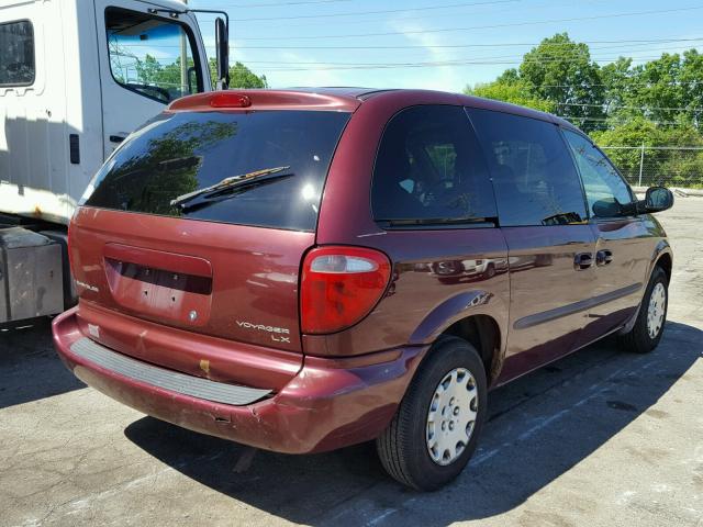 1C4GJ45392B719227 - 2002 CHRYSLER VOYAGER LX BURGUNDY photo 4