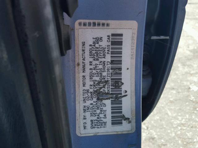 1Y1SK5263TZ038173 - 1996 GEO PRIZM BASE ლურჯი ფოტო 10