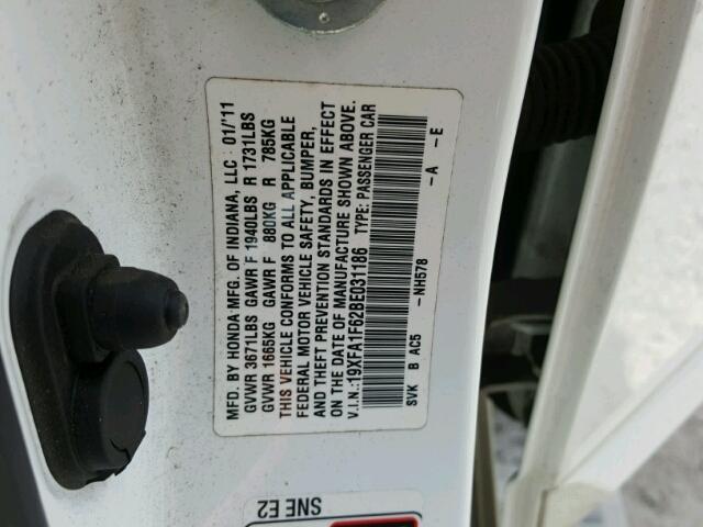 19XFA1F62BE031186 - 2011 HONDA CIVIC LX-S Ağ foto 10