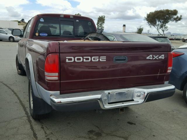 1B7GG22X0YS545437 - 2000 DODGE DAKOTA BURGUNDY photo 3