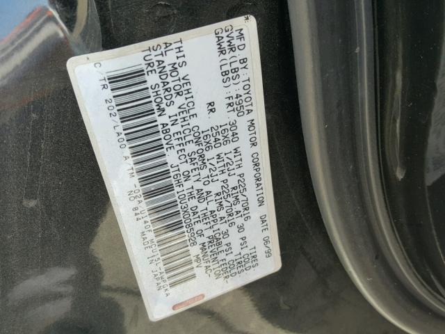 JT6HF10U3X0085928 - 1999 LEXUS RX 300 BLACK photo 10