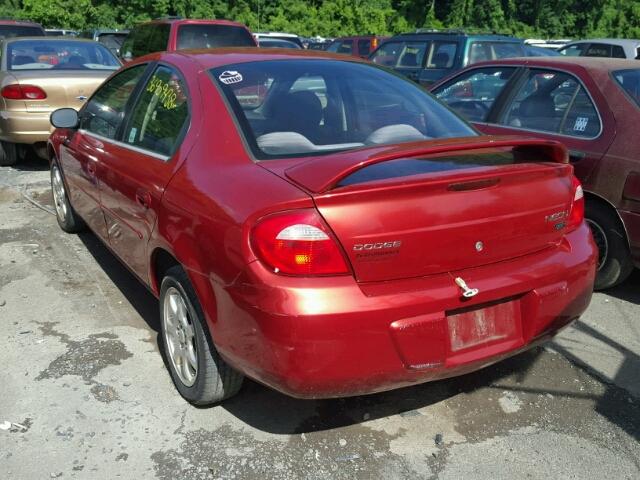 1B3ES56C04D642832 - 2004 DODGE NEON SXT RED photo 3