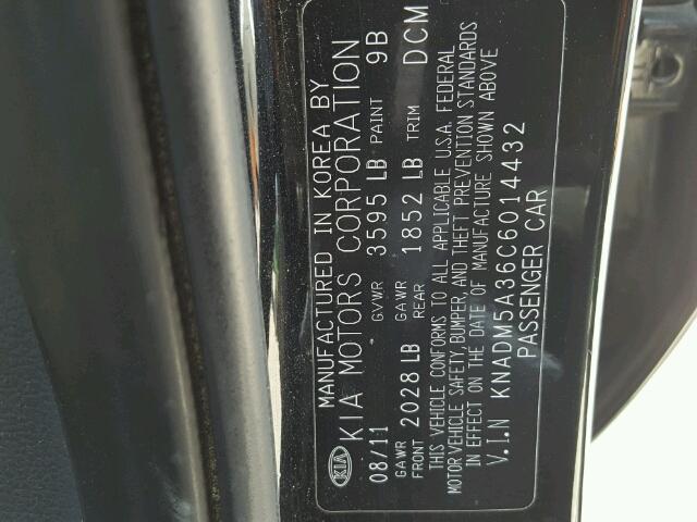 KNADM5A36C6014432 - 2012 KIA RIO LX Սև լուսանկար 10