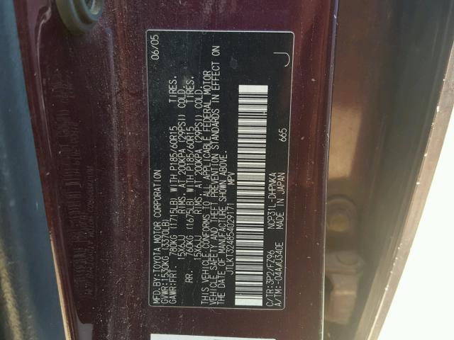 JTLKT324854029171 - 2005 TOYOTA SCION XB Bordo foto 10