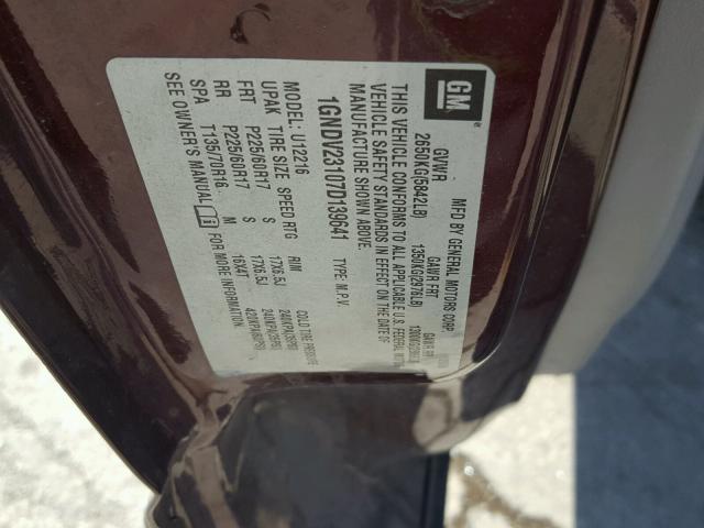 1GNDV23107D139641 - 2007 CHEVROLET UPLANDER L მუქწითელი ფოტო 10