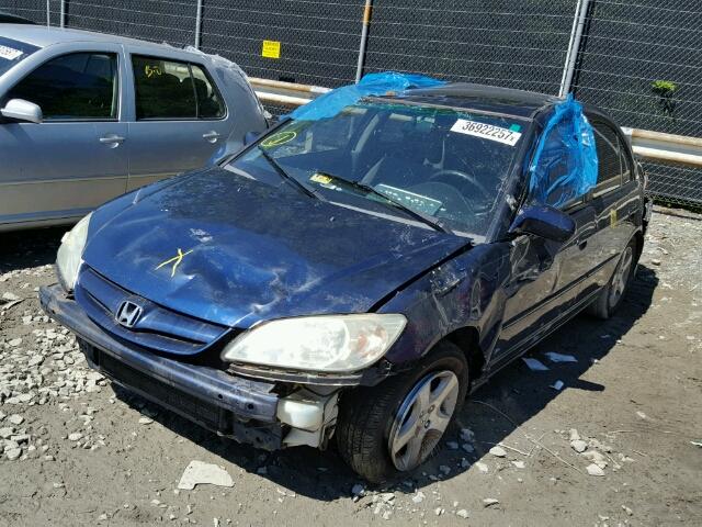 1HGES25745L004884 - 2005 HONDA CIVIC EX BLUE photo 2