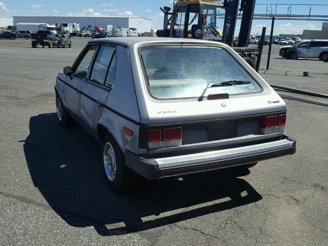 1B3BL18D1KC493414 - 1989 DODGE OMNI EXPO GRAY photo 3