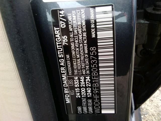 WDDHF9FB1FB053758 - 2015 MERCEDES-BENZ E 400 HYBR GRAY photo 10