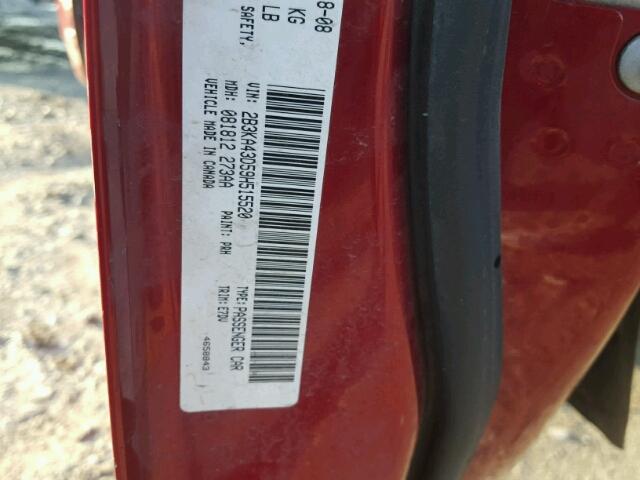 2B3KA43D59H515520 - 2009 DODGE CHARGER RED photo 10