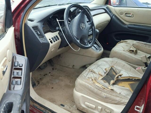 JTEGF21A710002289 - 2001 TOYOTA HIGHLANDER RED photo 9