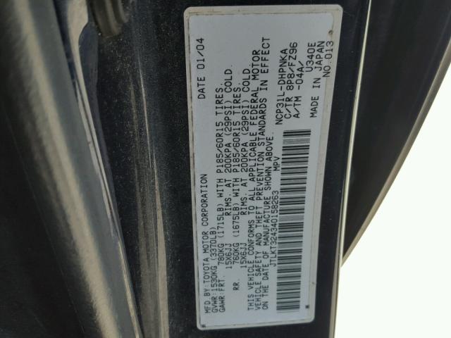 JTLKT324340158263 - 2004 TOYOTA SCION XB ლურჯი ფოტო 10