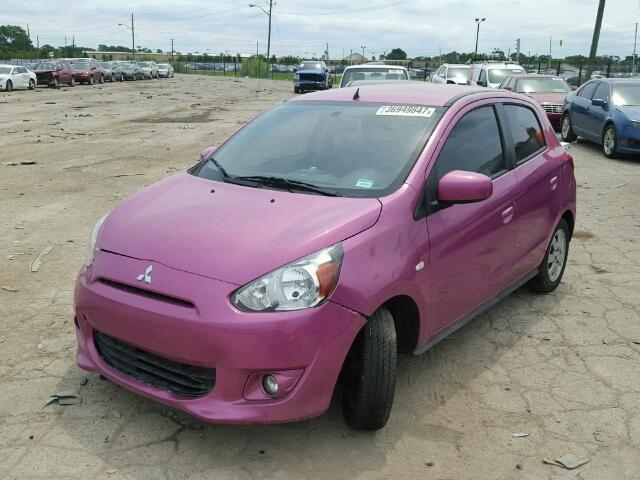 ML32A4HJ1EH013281 - 2014 MITSUBISHI MIRAGE PURPLE photo 2