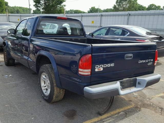 1D7GL12K14S704153 - 2004 DODGE DAKOTA SXT BLUE photo 3