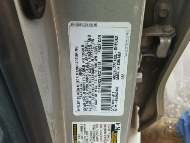2T1KR32E74C219168 - 2004 TOYOTA MATRIX 银色 照片 10
