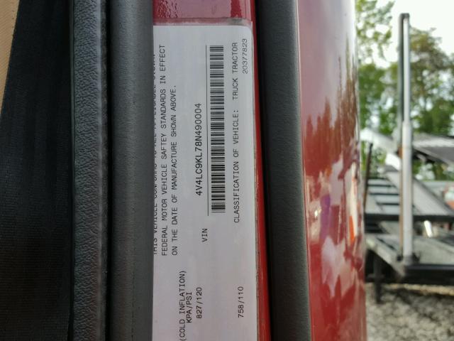 4V4LC9KL78N490004 - 2008 VOLVO VT 880 RED photo 10