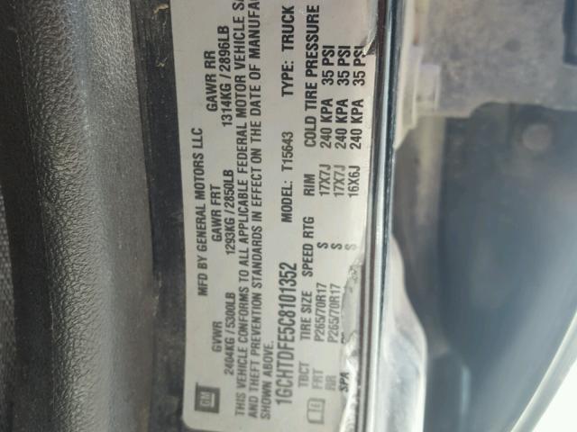 1GCHTDFE5C8101352 - 2012 CHEVROLET COLORADO L BLACK photo 10