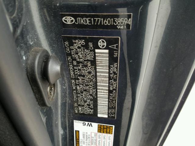 JTKDE177160138594 - 2006 TOYOTA SCION TC 石墨色 照片 10