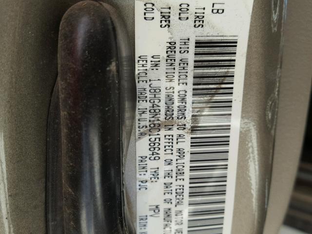 1J8HG48N16C156649 - 2006 JEEP COMMANDER 金色 照片 10