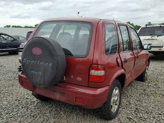 KNDJA7238Y5636049 - 2000 KIA SPORTAGE RED photo 4