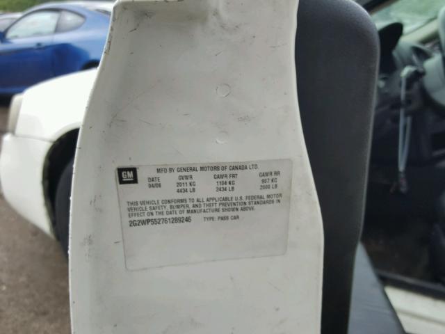 2G2WP552761289246 - 2006 PONTIAC GRAND PRIX WHITE photo 10