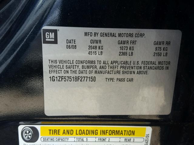 1G1ZF57518F277150 - 2008 CHEVROLET MALIBU HYB 灰色 照片 10