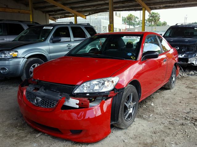 1HGEM22144L028563 - 2004 HONDA CIVIC DX V RED photo 2