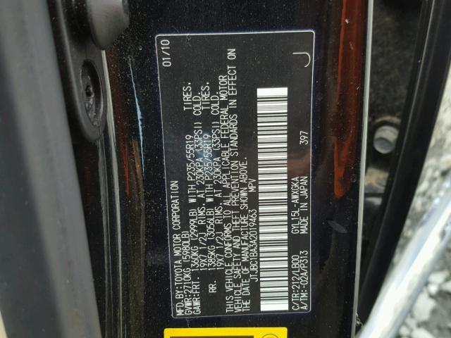 JTJBC1BA3A2019463 - 2010 LEXUS RX 450 BLACK photo 10