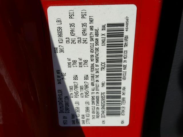 3D7HA18N82G209576 - 2002 DODGE RAM 1500 RED photo 10