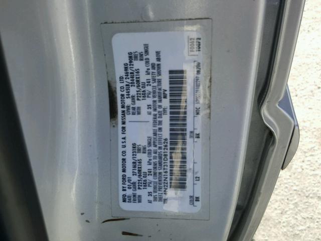 4N2ZN16T31D812626 - 2001 NISSAN QUEST SE GRAY photo 10