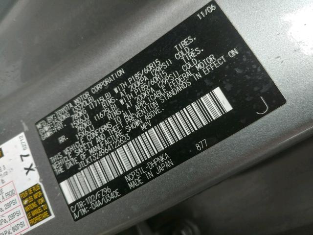 JTLKT324964122623 - 2006 TOYOTA SCION XB ნაცრისფერი ფოტო 10