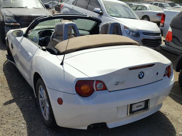 4USBT33414LS48479 - 2004 BMW Z4 2.5 WHITE photo 3