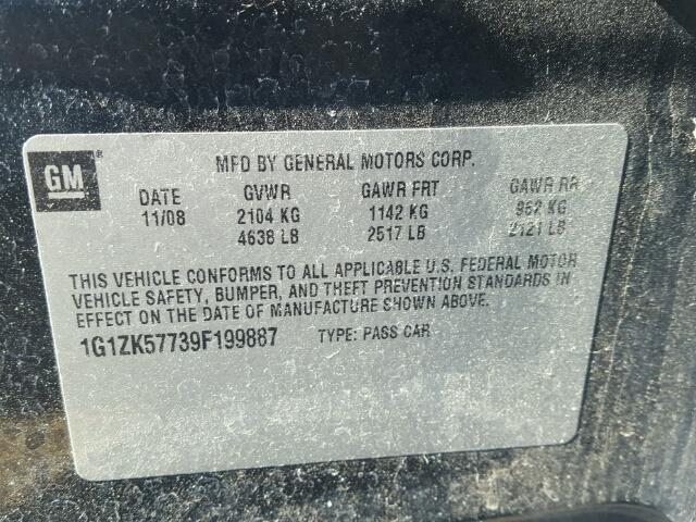 1G1ZK57739F199887 - 2009 CHEVROLET MALIBU LTZ BLACK photo 10