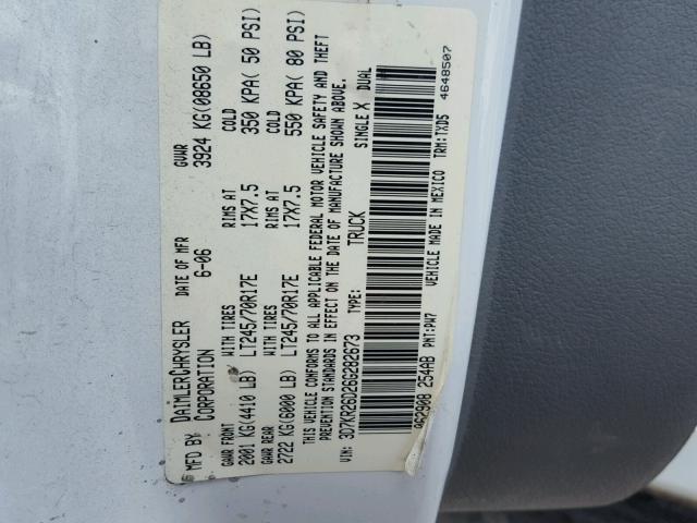 3D7KR26D26G282673 - 2006 DODGE RAM 2500 S WHITE photo 10