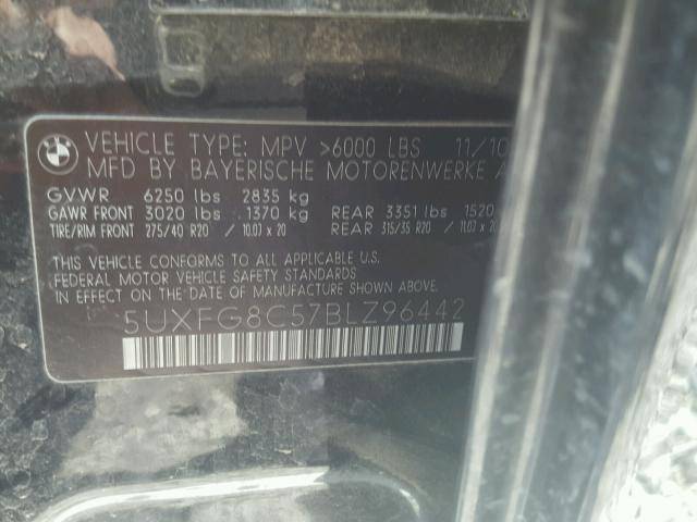 5UXFG8C57BLZ96442 - 2011 BMW X6 XDRIVE5 Siyah fotoğraf 10