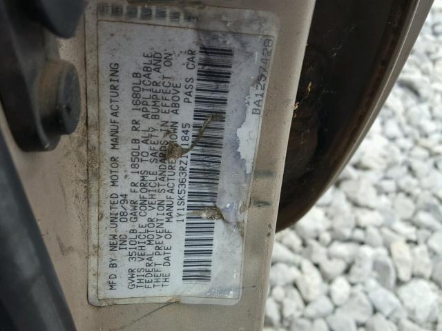 1Y1SK5363RZ101845 - 1994 GEO PRIZM BASE GOLD photo 10